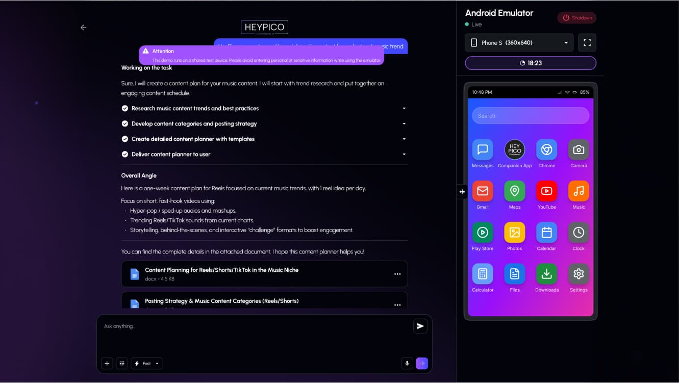 App Automation Emulator Showcase