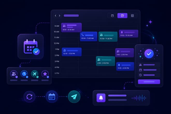 Booking and scheduling calendar mock screenshot
